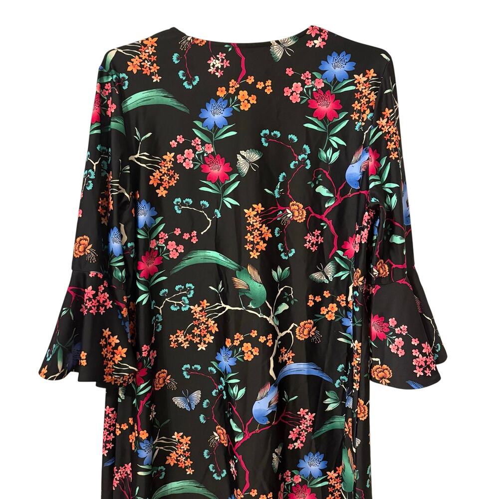 Jude Connally Black Floral Menagerie V Neck Mini Dress XL NEW - Picture 7 of 8
